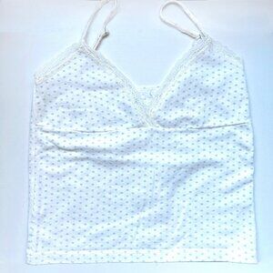 Brandy Melville Amara hearts lace tank (white, baby blue)